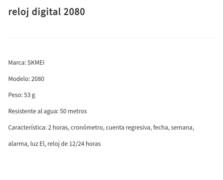 Reloj digital SKMEI 2080