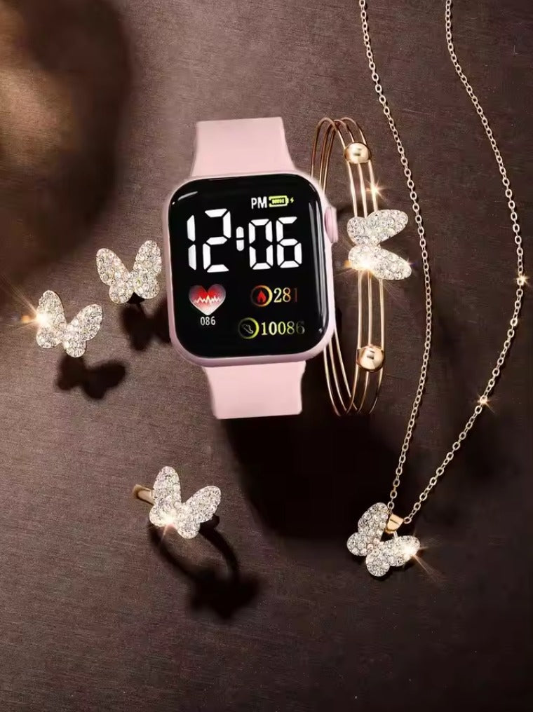 Reloj digital y pulseras