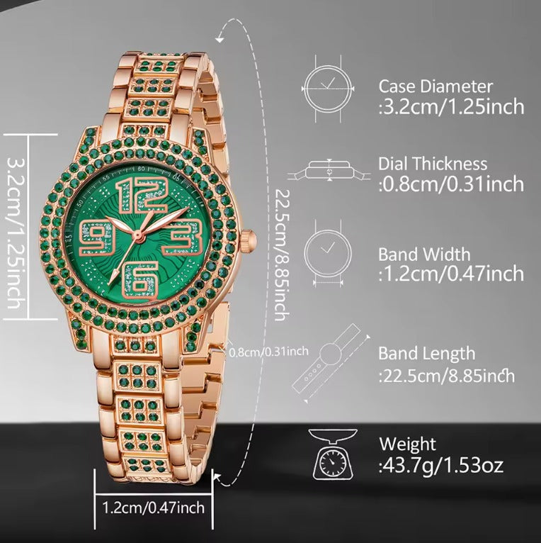 Conjunto Reloj, Pulsera, Collar y aretes