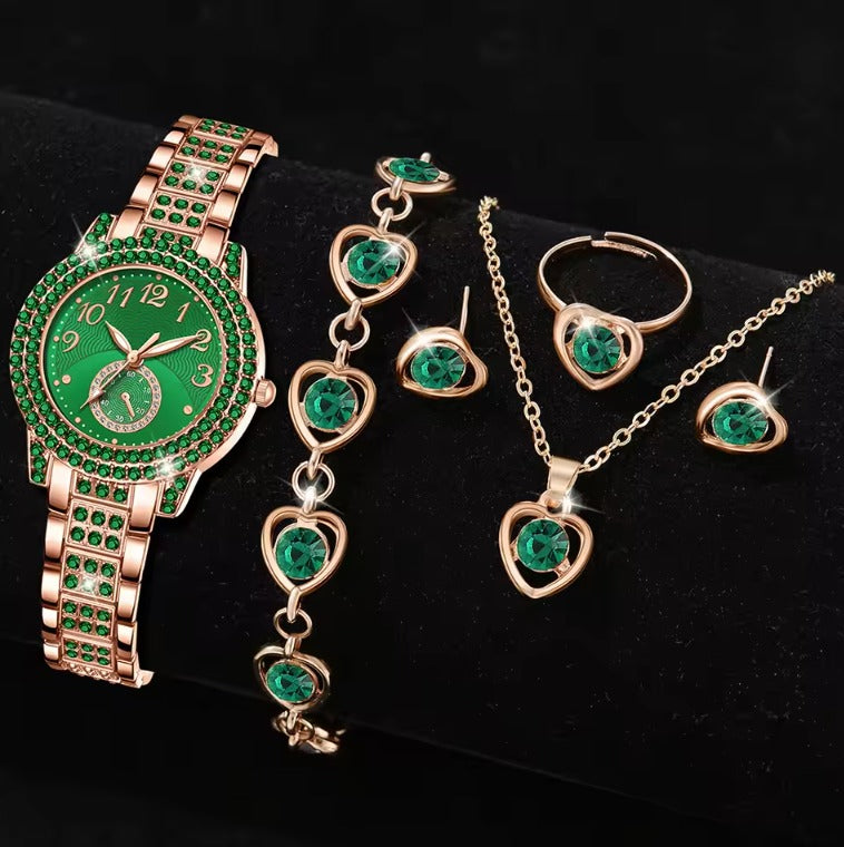 Conjunto Reloj, Pulsera, Collar y aretes